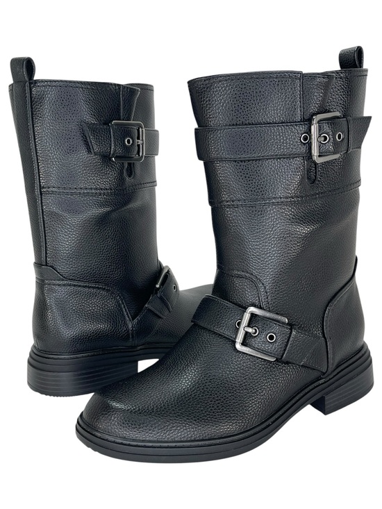 Naturalizer Shoes - Naturalizer Latoya Black Pebbled Faux Leather Mid Calf Womens Boots Size 9W